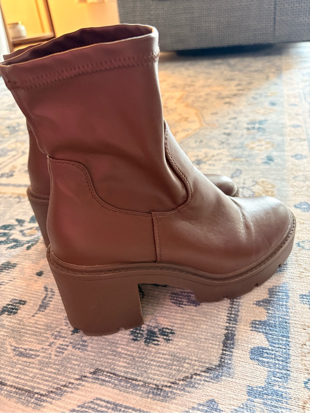 Women’s Brown Platform Block Heel Ankle Boots